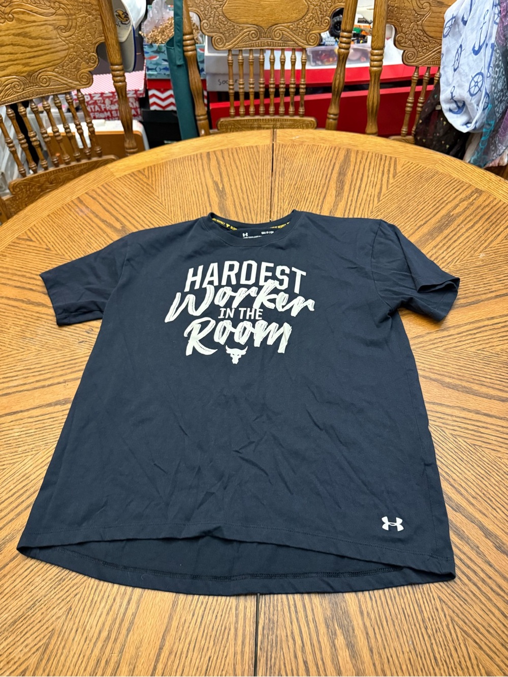 Under Armour Project Rock Men’s Black 'Hardest Worker in the Room' Graphic Tee